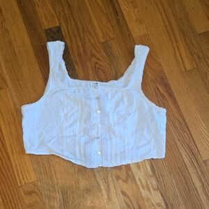 Cotton On White Buttoned Lace Crop Top